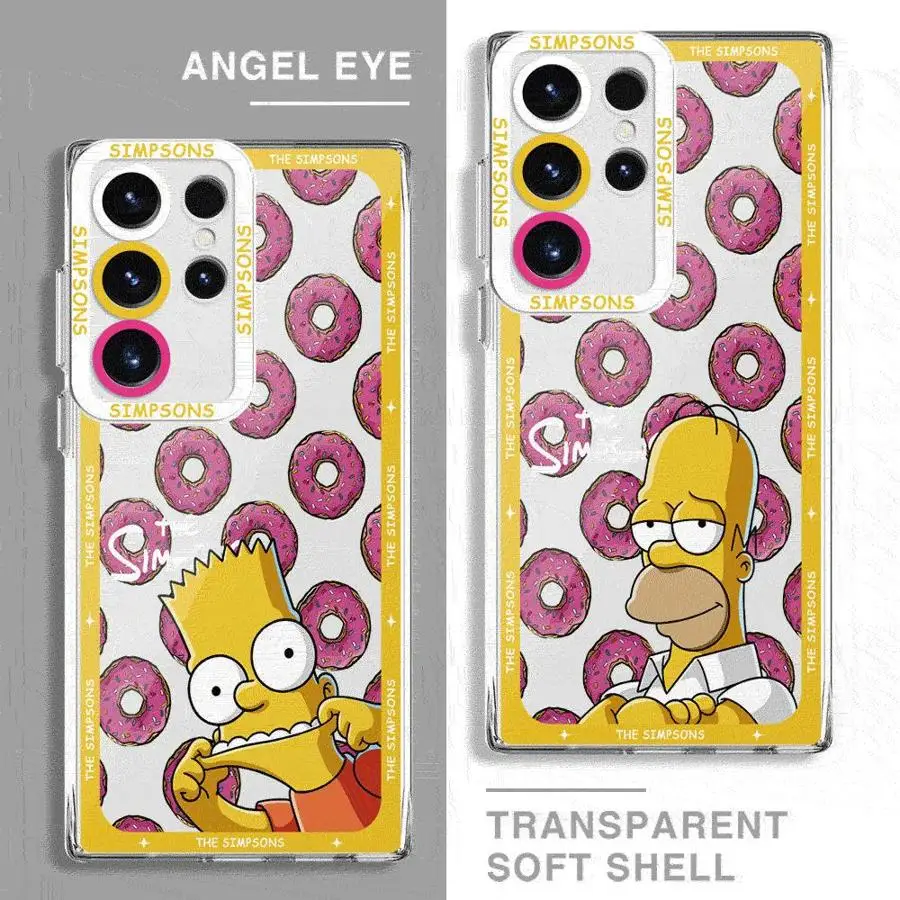 Disney Fun The SSimpsons Phone Case for Samsung Galaxy S24 Ultra Note20 S21 S23 FE S22 Plus S20 Clear Silicone Coque Back