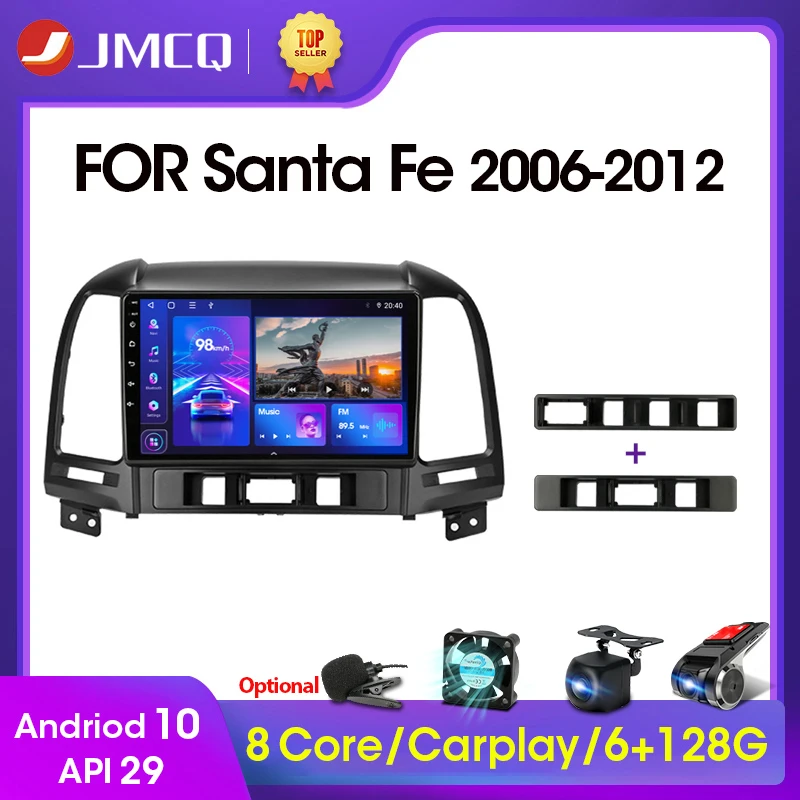 jmcq android 10 dsp car radio multimidia video player navigation gps for hyundai santa fe 2 2006 2012 2din head unit carplay free global shipping