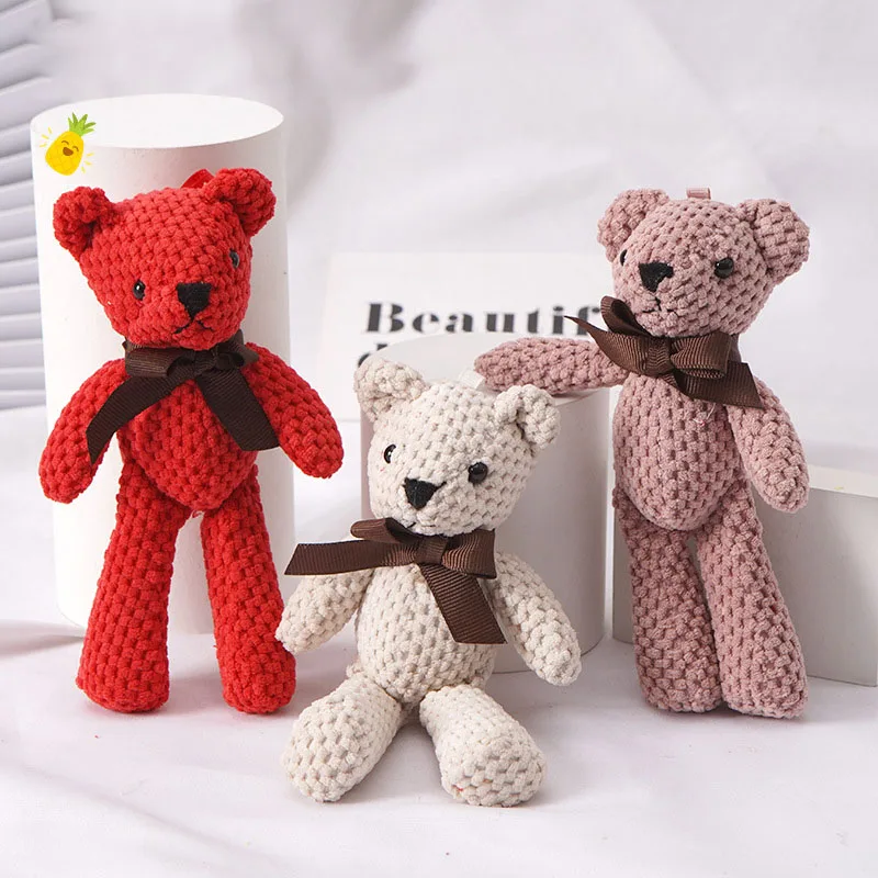 

16cm Soft Bear Plush Toys Cute Bear Pendant Dolls Gifts Birthday Wedding Party Decor Pineapple Cloth Stuffed Toys With Bowknot