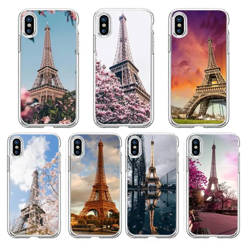 

Romantic Paris Eiffel Tower Phone Case Transparent soft For iphone 12 11 13 7 8 6 s plus x xs xr pro max mini