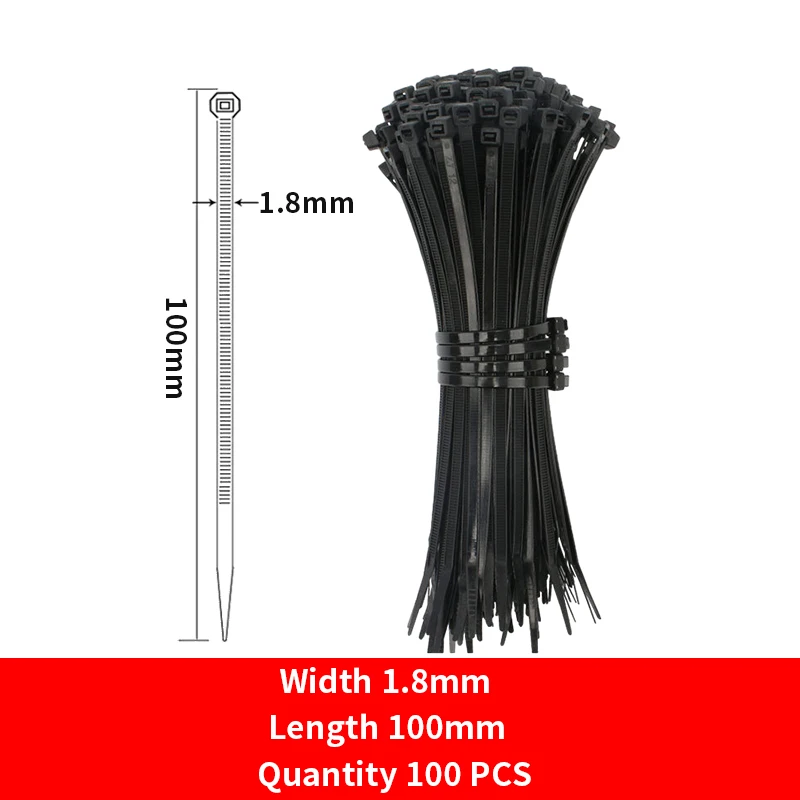 

100 шт. ширина 2 мм 3 мм 2*100 мм 3*200 мм белый черный самоблокирующиеся пластиковые нейлоновые кабельные стяжки проволочная стяжка на молнии