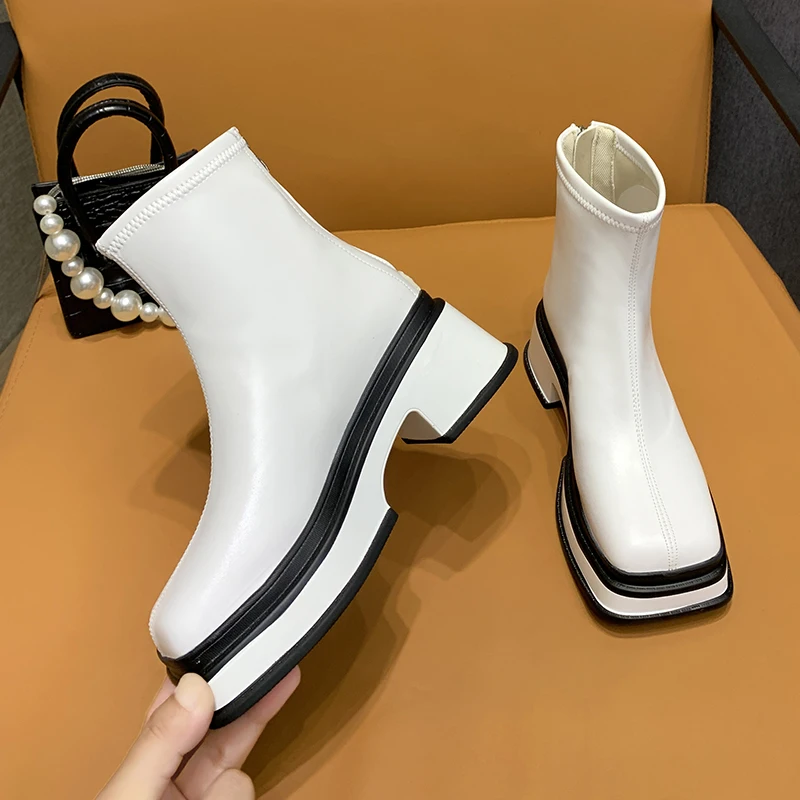 Women's Ankle Boots Boots 2022 Women's Chelsea Comfortable Women's Platform Boots for Women Fashion White Black Zipper Boots