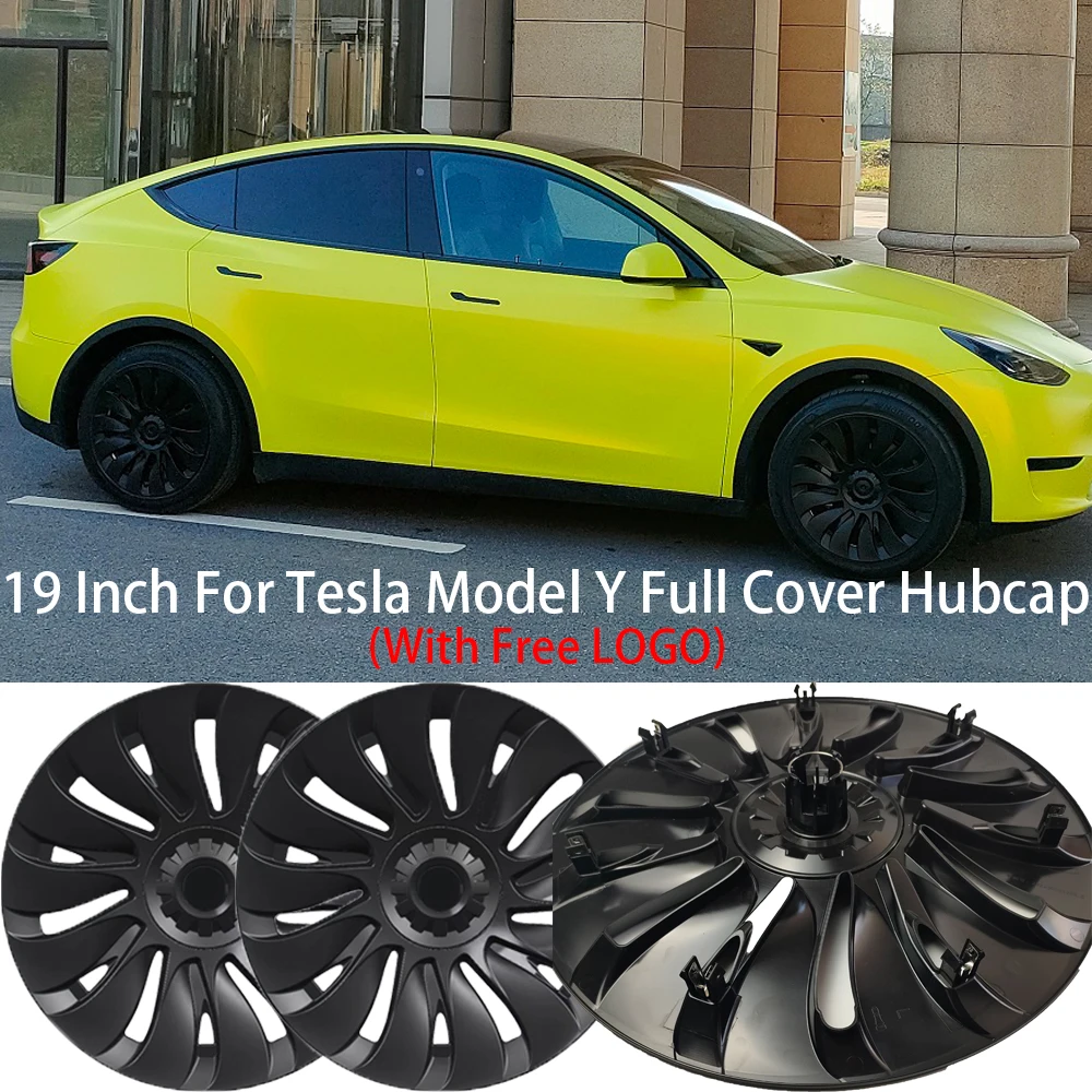 

4PCS Hub Cap Performance Replacement Wheel Cap 19 Inch Automobile Full Cover Accessories 2021 2022 for Tesla Model Y with LOGO
