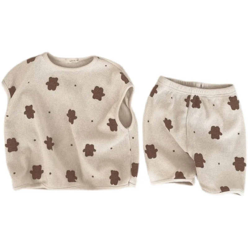 Criscky Baby Boy Girl Clothes Sport Clothing Tracksuit Printing Tshirt +shorts Korean Cute Clothes Toddler Clothing Sets