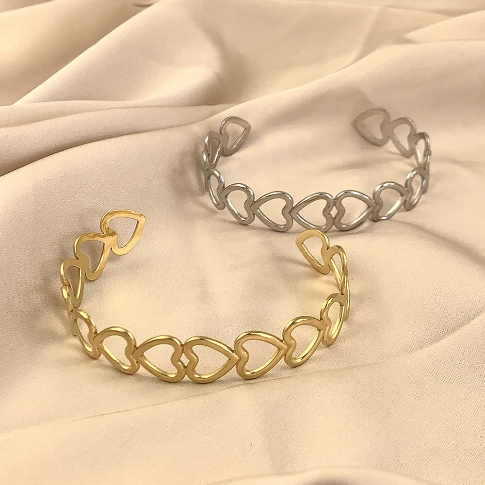 

Heart-Shaped Women's Stainless Steel Bracelet&Bangle Sweet Y2K Girly Style Charm Jewelry For Women's Party Bangle Free Shipping