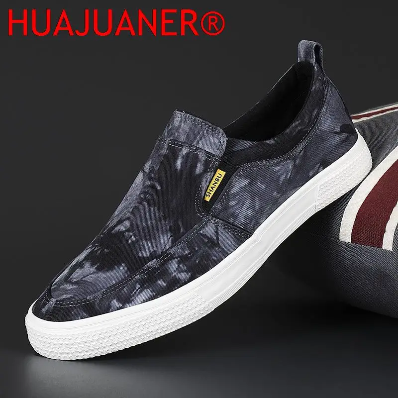 

Лоферы мужские холщовые, Классическая Вулканизированная обувь, уличные кроссовки для скейтборда с чернильным рисунком, модная обувь