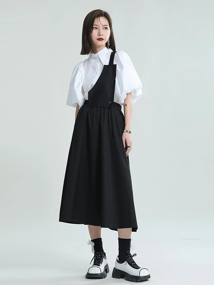 

Женское длинное плиссированное платье на бретельках, черное элегантное свободное платье без рукавов, весна-осень 2022, M432