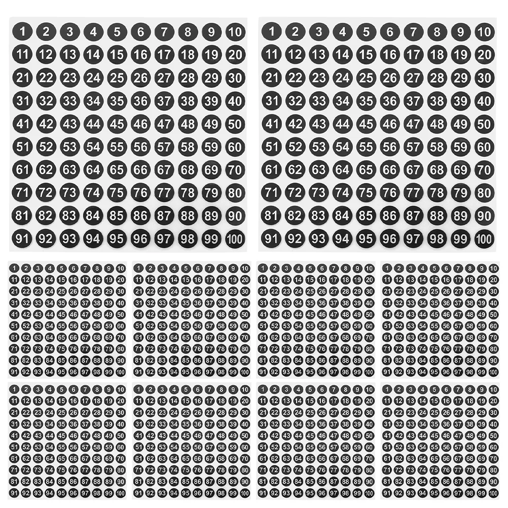 100 листов наклейки с круглыми номерами липкие цифры цветные круглые маленькие