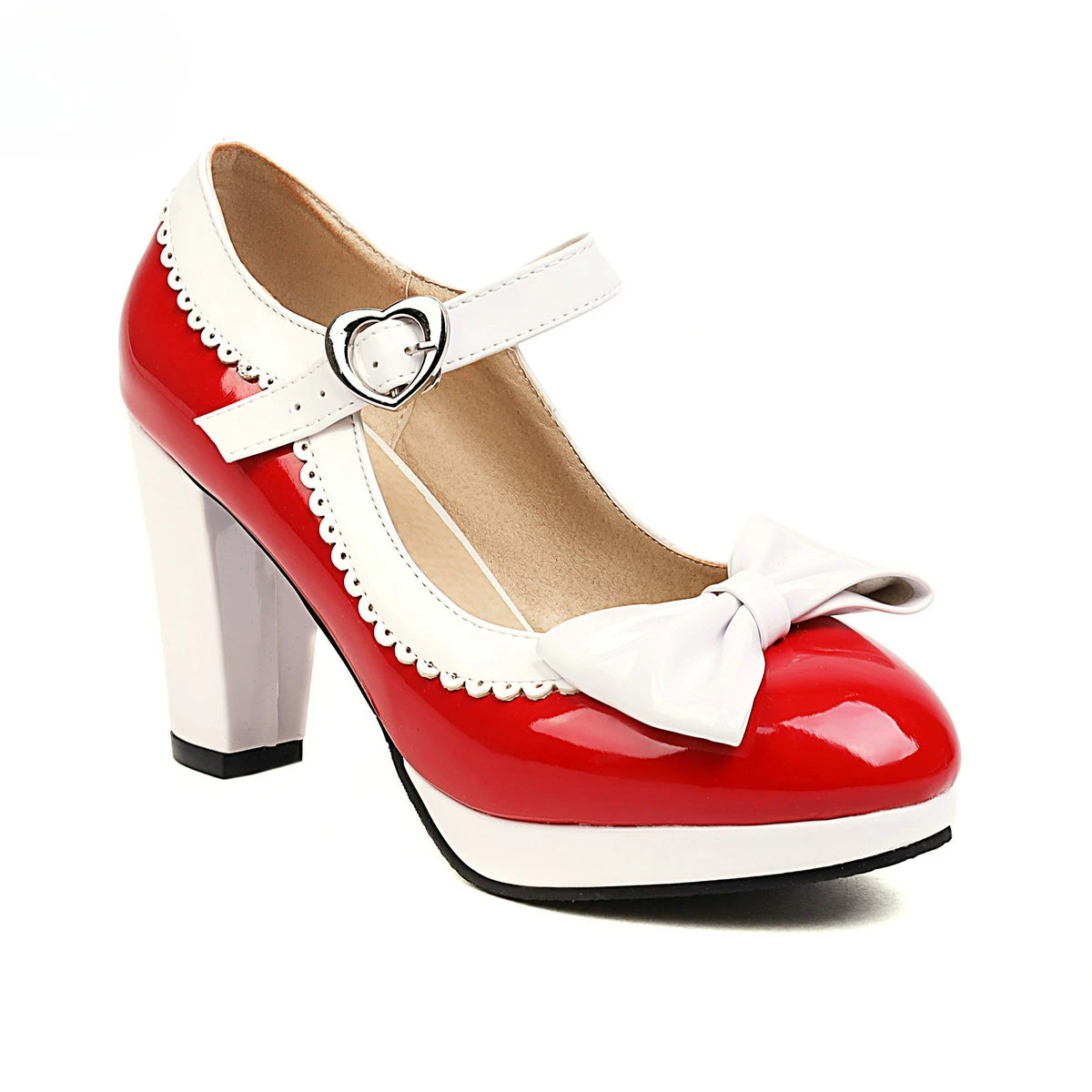 

Mary Jane Shoes Pretty Sweet Bow Patent Leather Dress Bowknot Lolita School Wedding Party Platfrom Pumps Princess Cosplay Heels