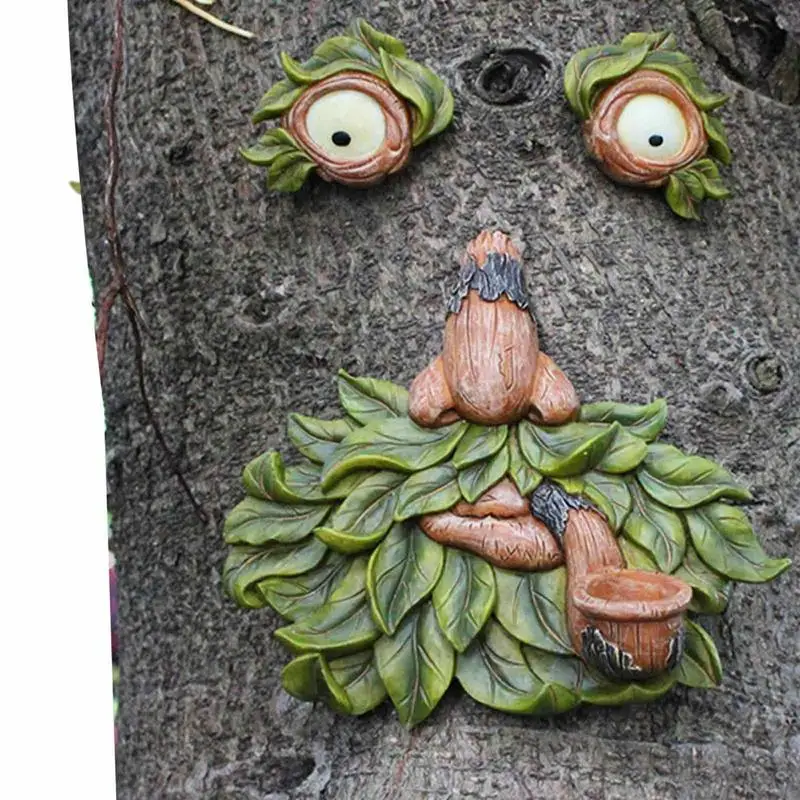 

Скульптура с забавным лицом для стариков, декор для лицевых поверхностей в саду, курительное дерево для улицы, двора, художественный Декор