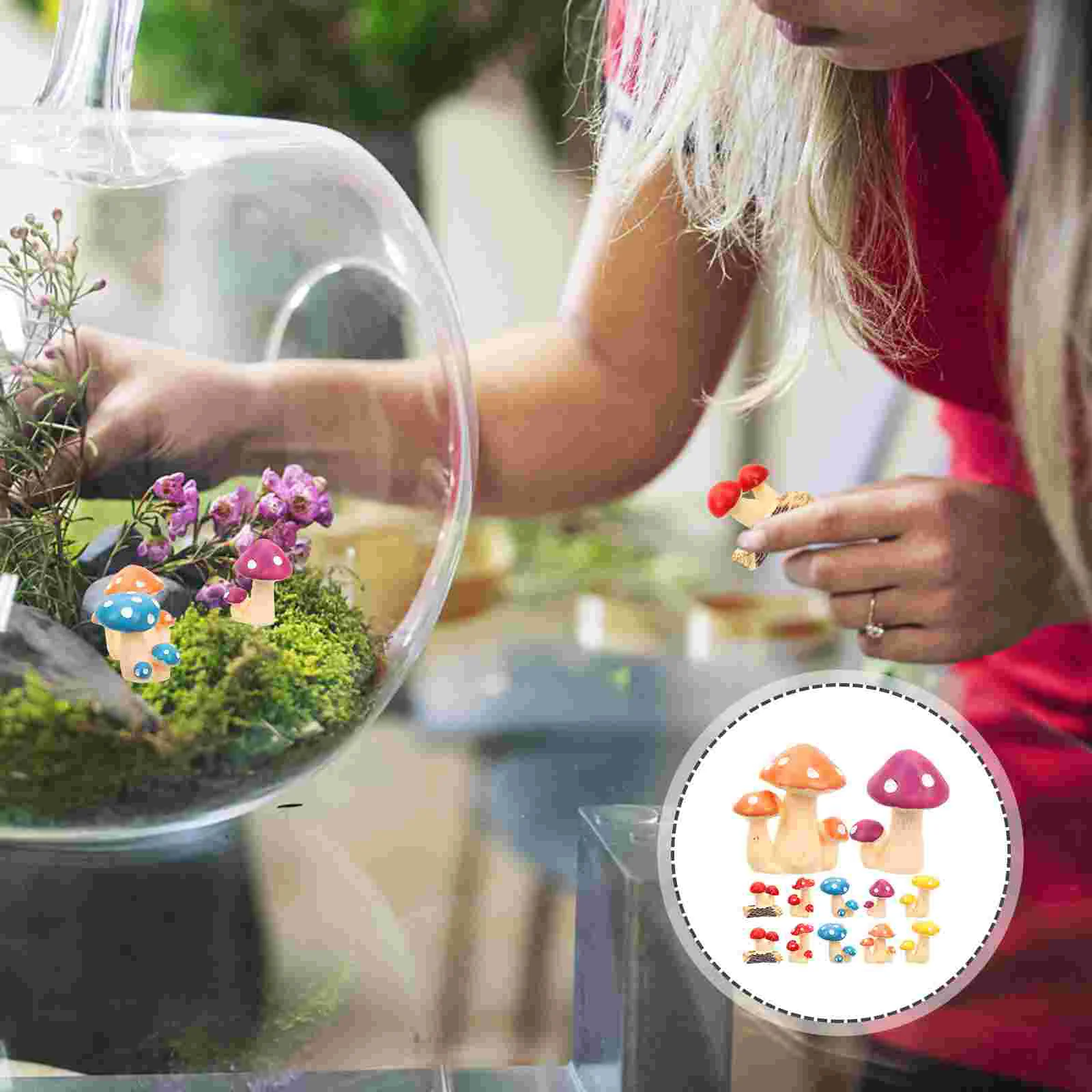 

Mushroom Decor Statue Garden Mushrooms Fairy Figurine Landscape Model Miniature Figurines Accessories Mini Ornaments Fake