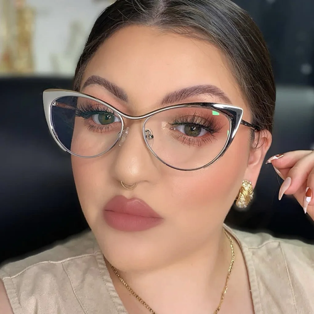 

Очки для чтения, очки для чтения, большая металлическая оправа, женские синие офисные принадлежности, модная подвеска с защитой от синих линз