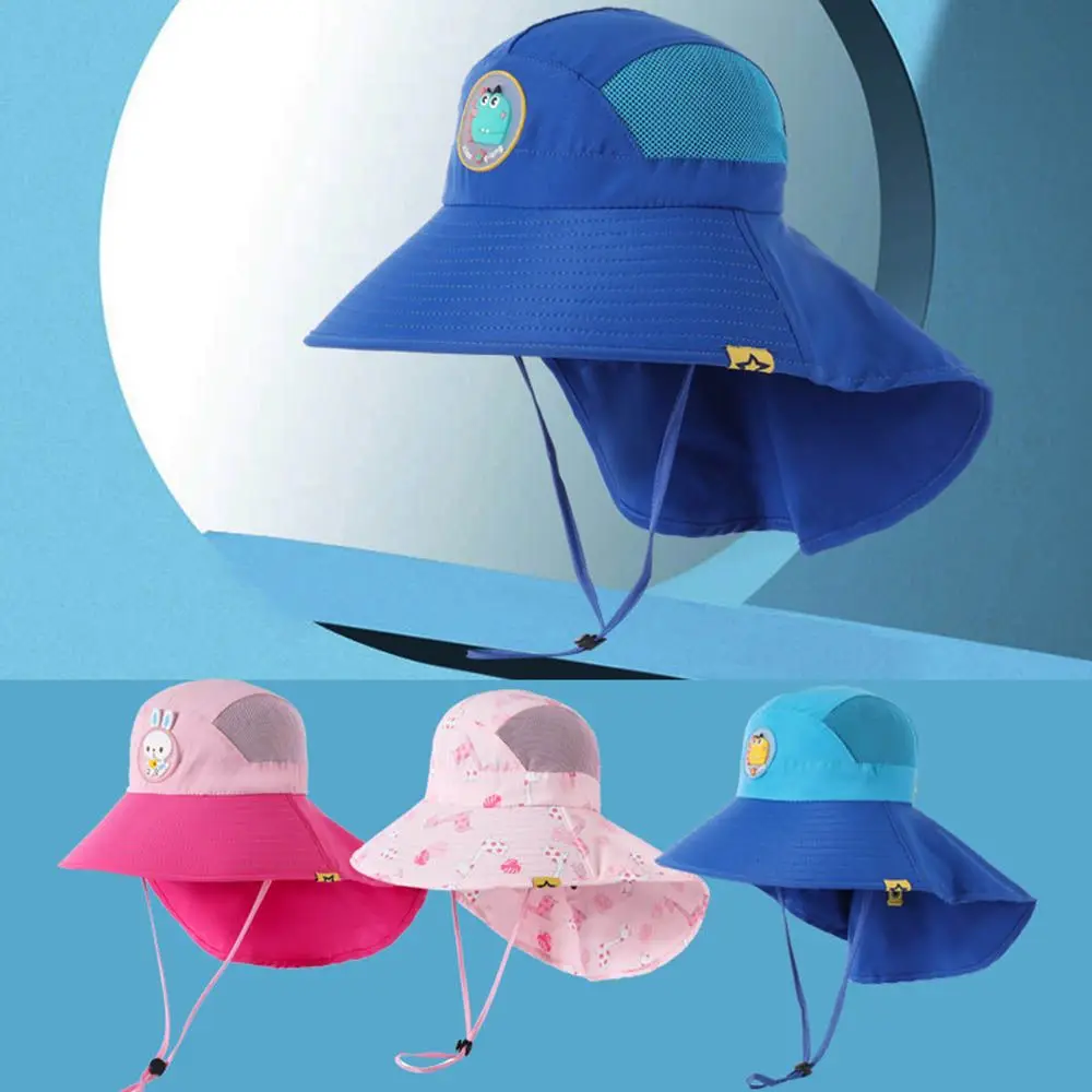 

Cartoon Kid Sun Cap Summer UV Protection Wide Brim Baby Bucket Hat Fisherman Caps Quick-Dry Hat Beach Sun Hats