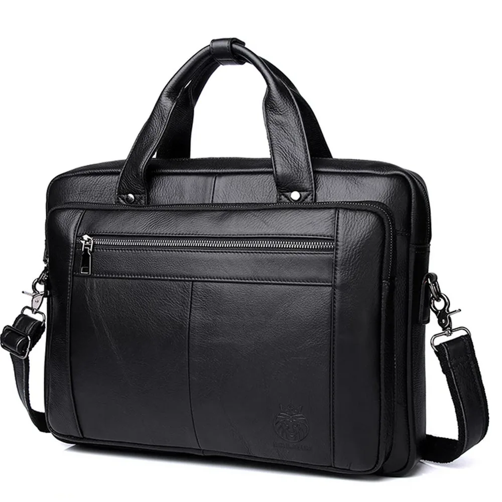 Genuine Leather Briefcase Men Business Crossbody Bag Fashion Cowhide Shoulder Messenger Handbag 14 Inches Handbags Laptop Bags