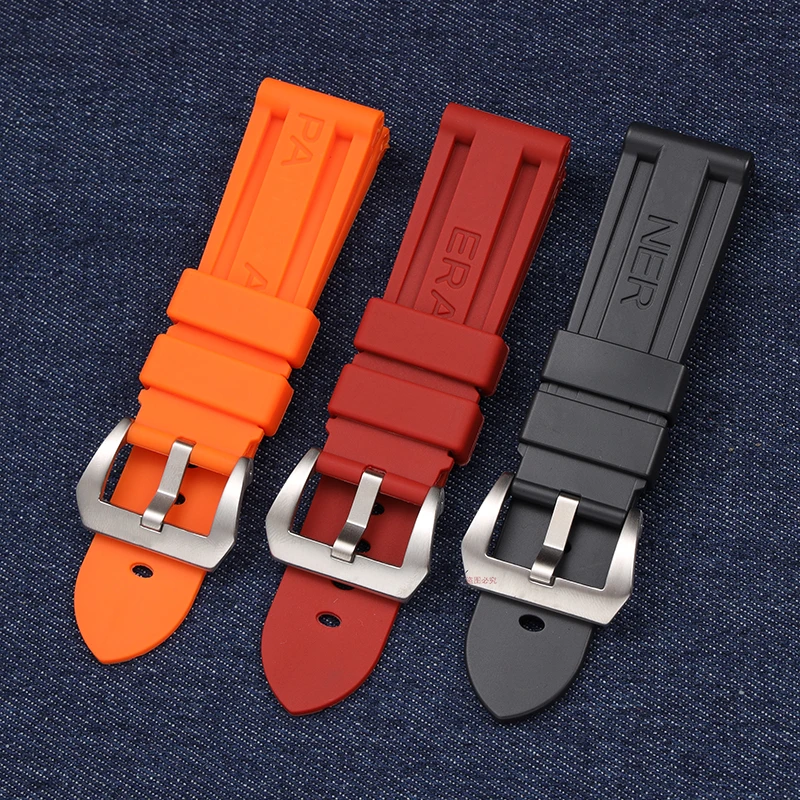 

Ремешок силиконовый для часов, резиновый водонепроницаемый браслет для Panerai, 22 мм 24 мм 26 мм, черный синий красный оранжевый белый