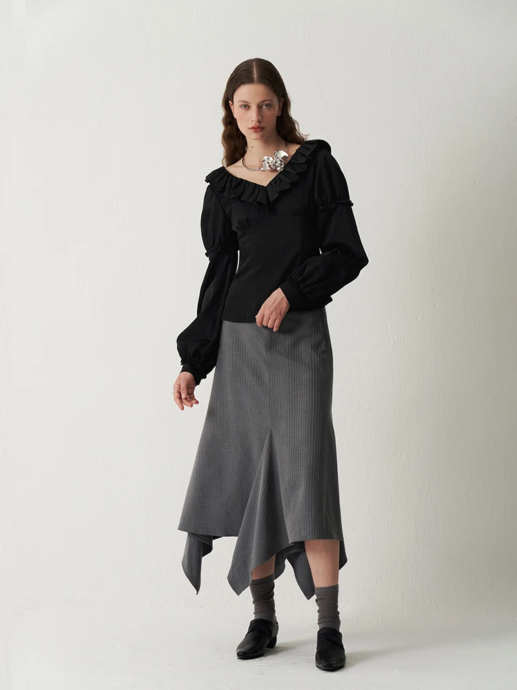 Атласные легкие рябь Some Sometimes плиссированные рубашки с v-образным вырезом и