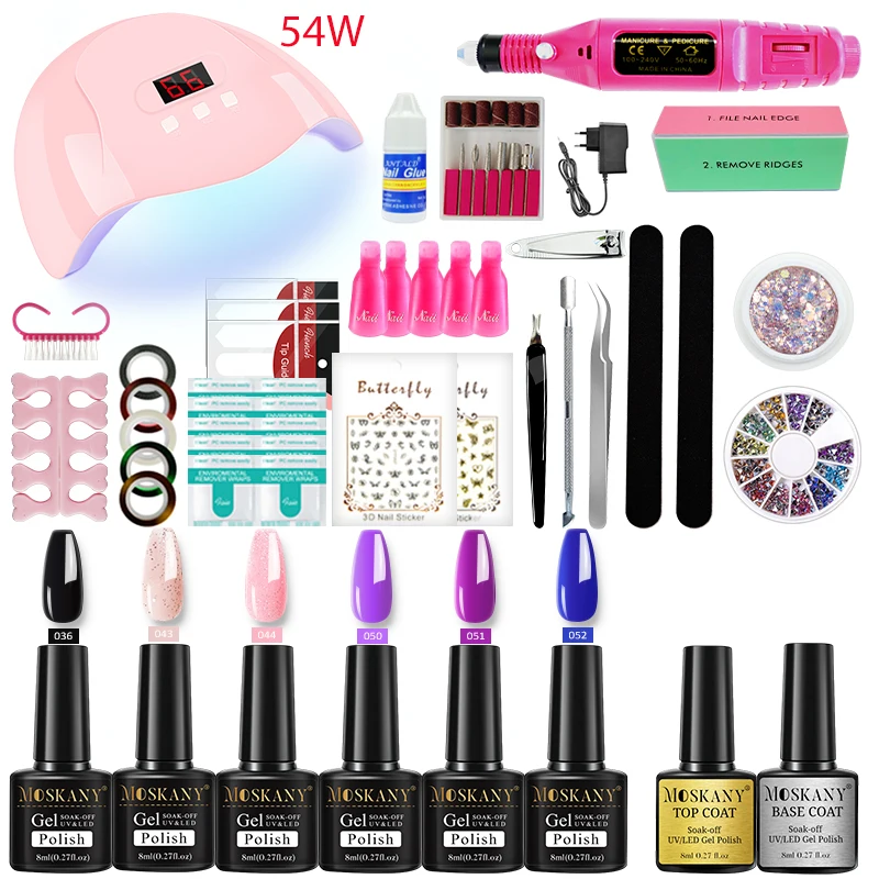 Manicure Set With UV LED Nail Lamp And Electric Nail Drill  Beginners Gel Nail Polish Set For Nail Art Tool Set