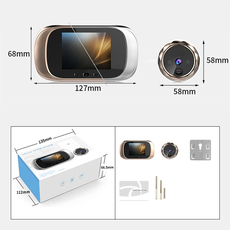 2 8-дюймовый ЖК-экран электронный дверной звонок ИК-ночная дверная камера запись