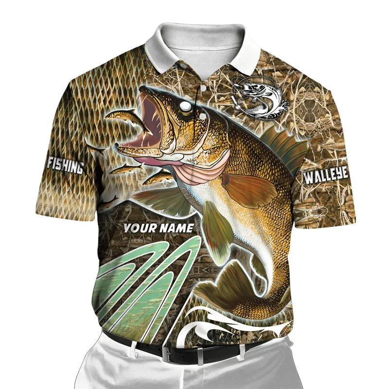 Fashion Fishing Art 3D Full body Print Men's Polo Shirt New Summer Casual Harajuku Polo Shirt  Wb002