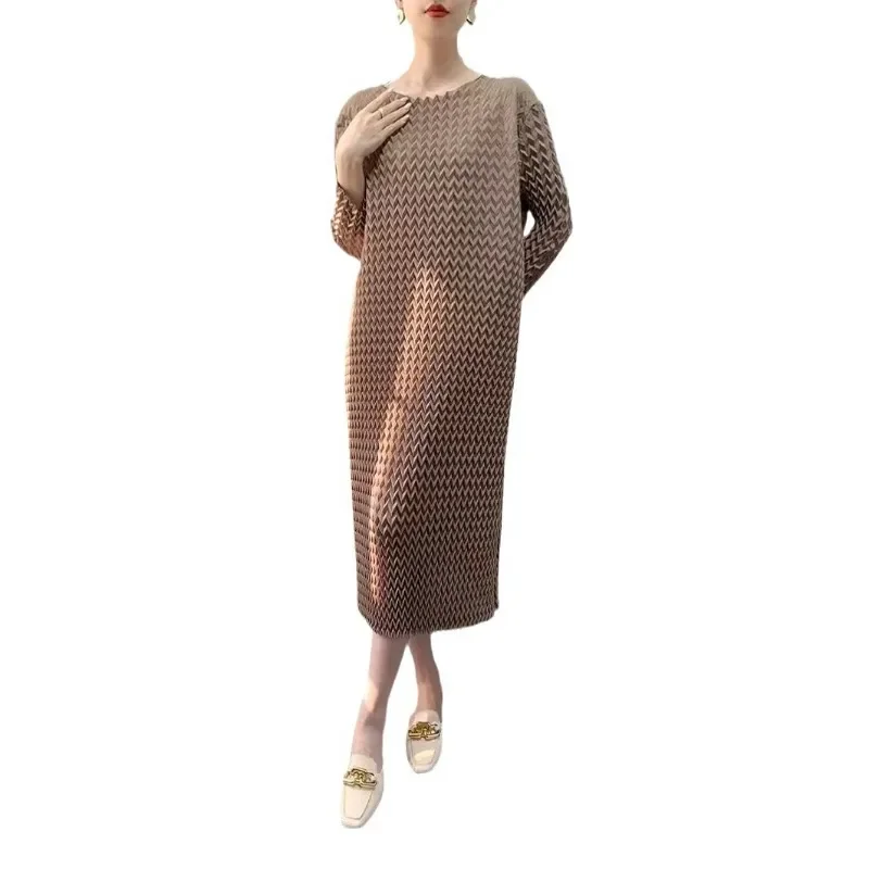 Женское плиссированное платье миди Miyake летнее высококачественное ручной работы