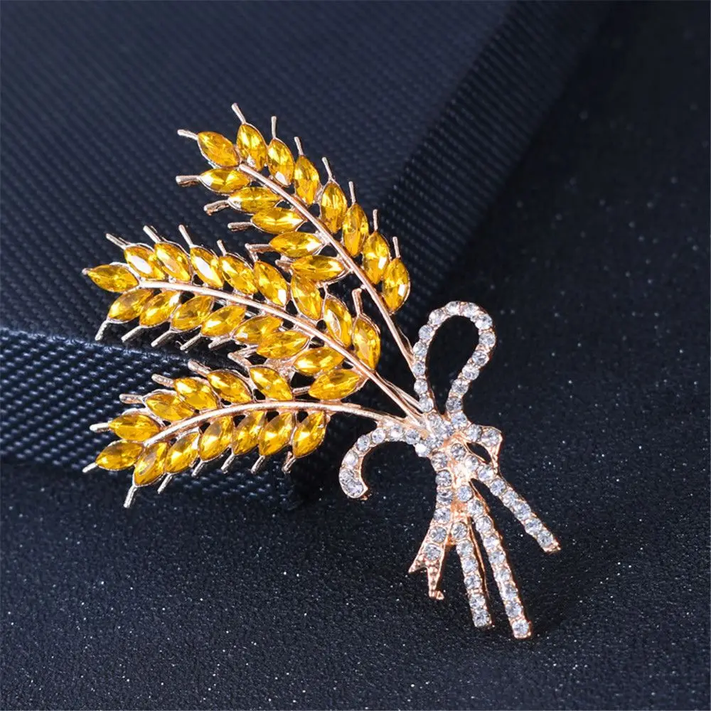 

Fashion Charm Wheat Ear Color Zircon Gold-plated Brooches For Women Elegant Temperament Banquet Jewelry