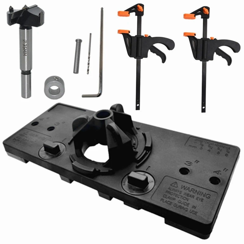 

35Mm Concealed Hinge Jig Kit Cup Style Hinge Jig Boring Hole Drill Guide Wood Cutter Carpenter Woodworking DIY Tool