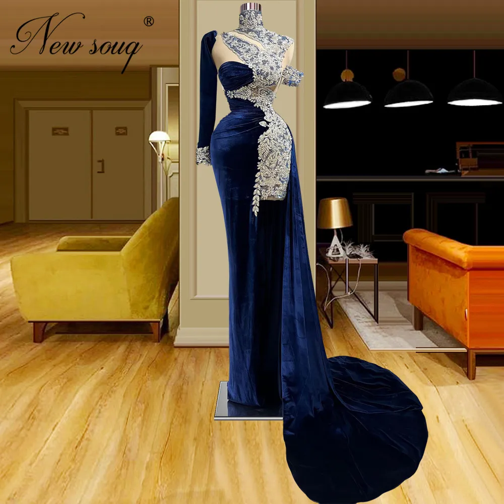 

Женское вечернее платье с юбкой годе, модельное платье ярко-синего цвета с бисером и надписью Arabic Dubai