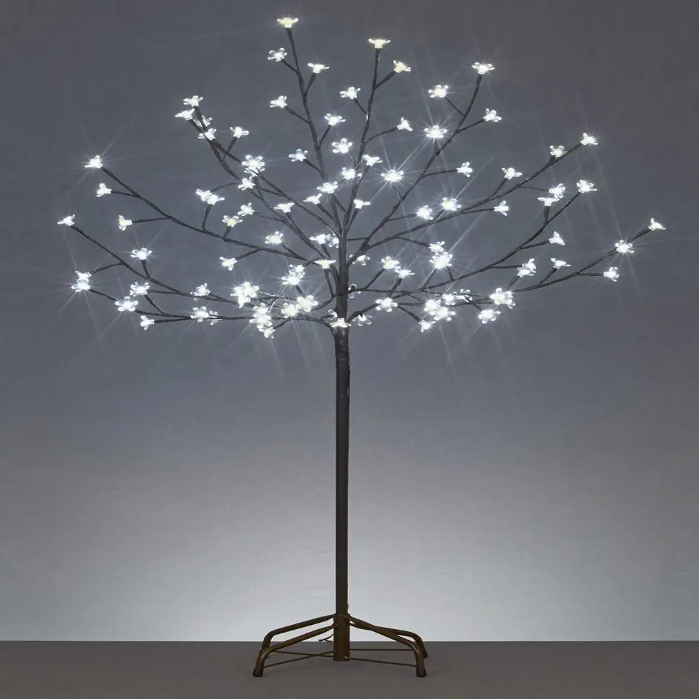 4` LED Lighted Cherry Blossom Flower Tree - Pure White Lights
