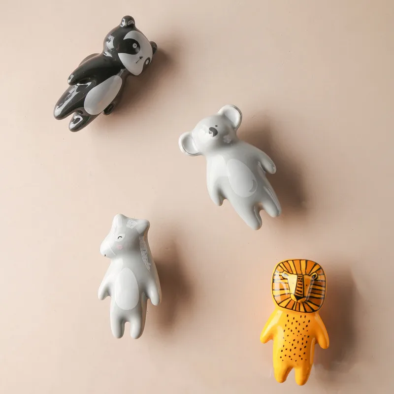 

Ceramic Cartoon Knob Panda Fox Koala Donkey Shaped Children Room Hardware Museum Cabinet Knobs Drawer Knobs Cupboard Handle
