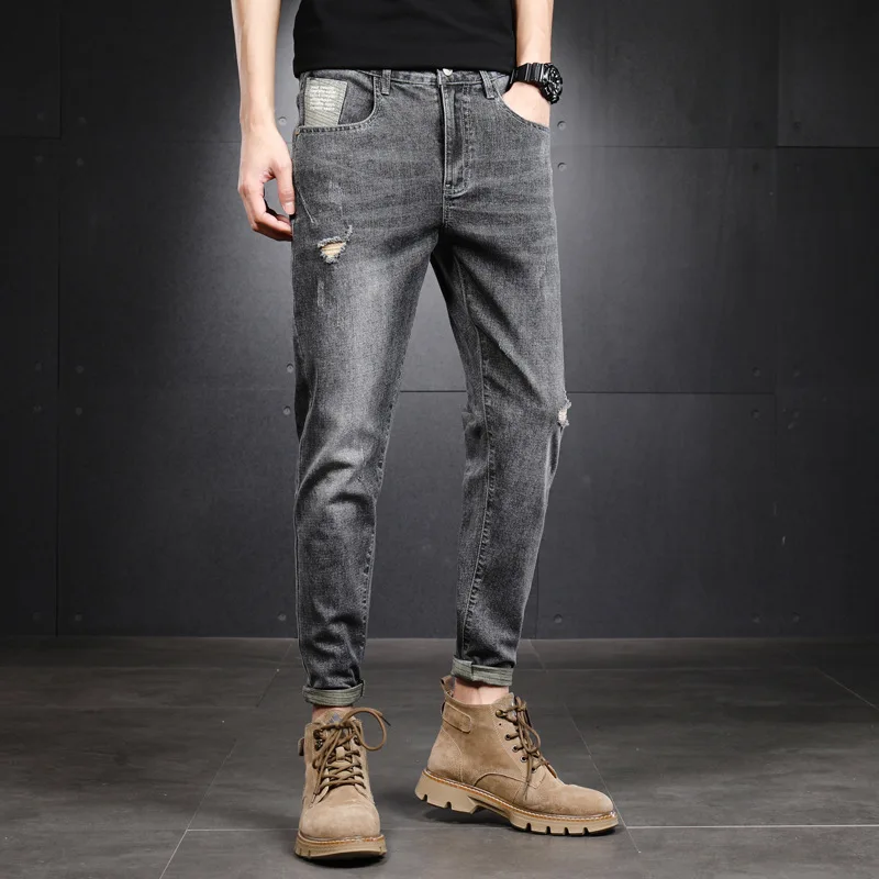 

2022 Fashion Men's Jeans Trousers Cotton Straight Elastic Business Pants Classic Style Jeans Denim Male Pants