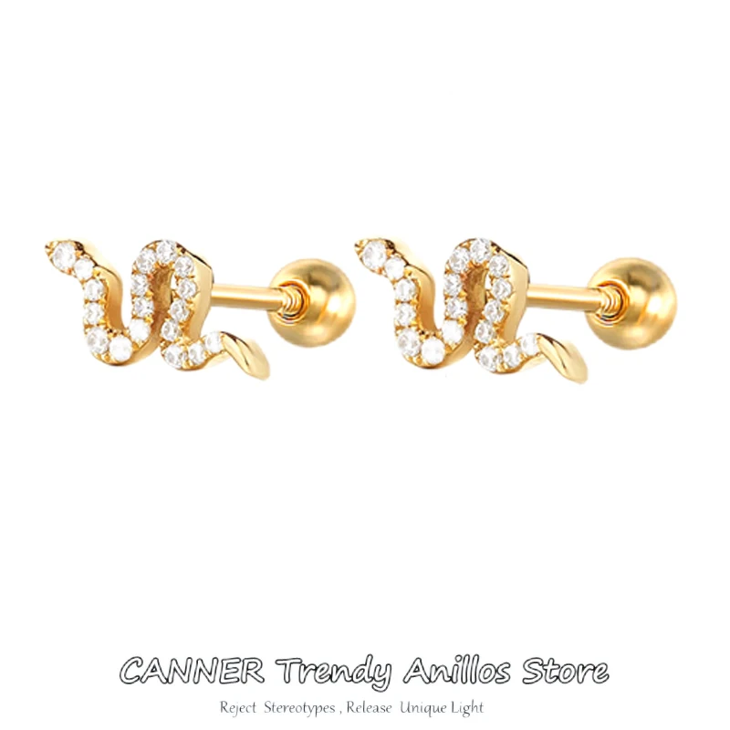 

Женские серьги-гвоздики в виде змеи CANNER, серьги из стерлингового серебра 925 пробы с фианитами для пирсинга губ, кольцо для губ, хрящевой ткани, 1 шт.