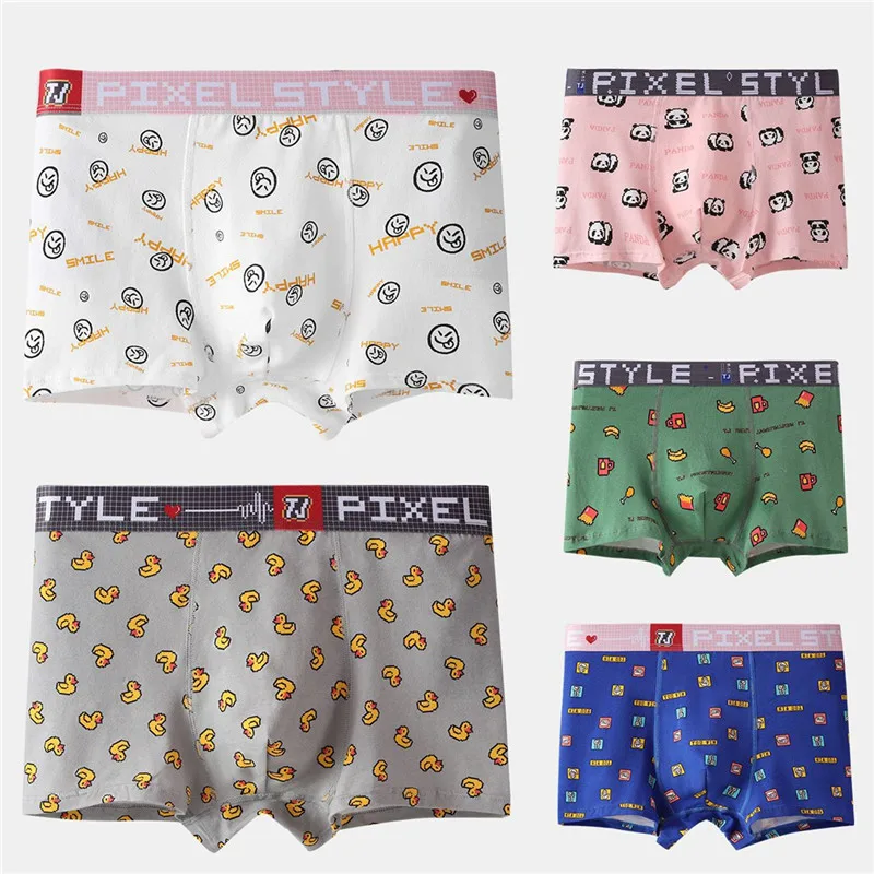 

Teenager Trend Print Cotton Men Underwear Boxer Shorts Panties Underpants Breathable Mid Waist L-4XL