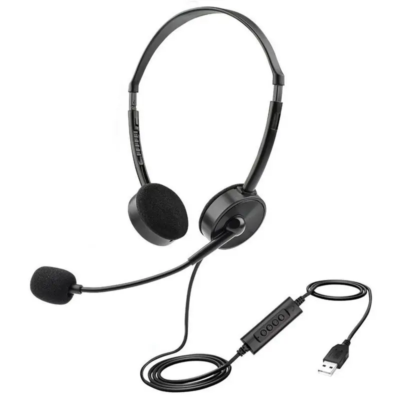 

Call Center Headset Stereo Headphones With Noise Cancelling Microphone Comfort Computer Headset For Laptop PC On-Ear Wired