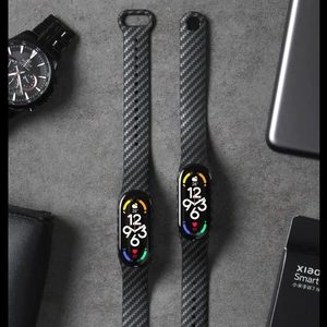 Imported Carbon fiber strap For Xiaomi Mi Band 7 nfc Wristband smartwatch MIband 5 silicone bracelet correa M