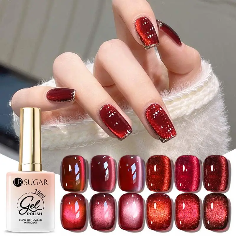 Градиентный дизайн ногтей Ангола Красный Клей кошачий глаз Интернет Известный