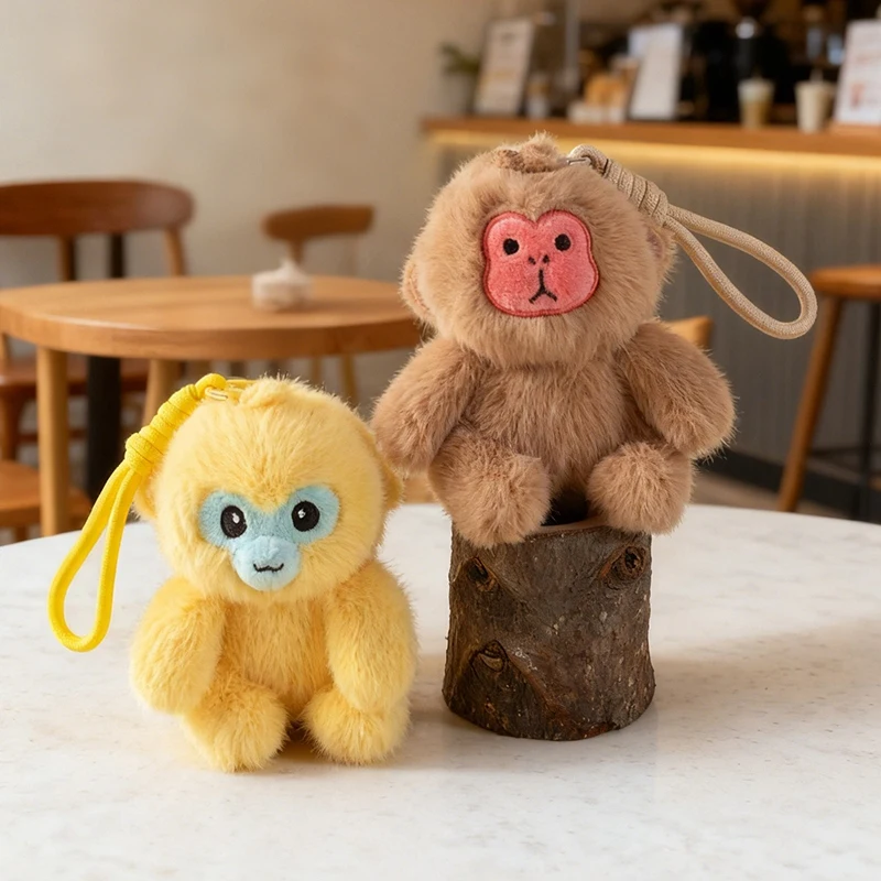 Фото Kawaii обезьяна плюшевые игрушки мини-фигурка обезьяны кулон брелок настольная декомпрессионная игрушка подарки на день рождения №3