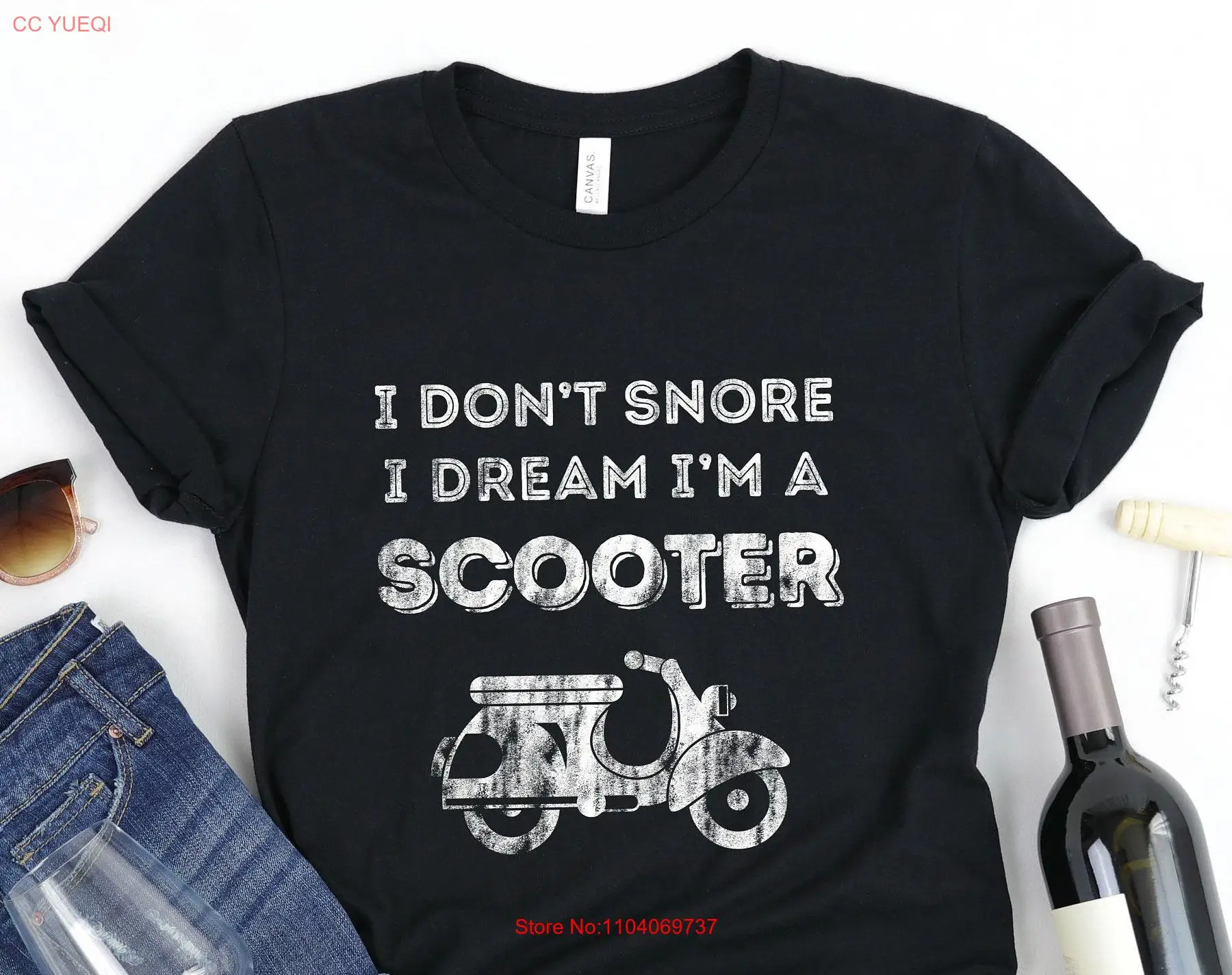 Футболка с надписью I Don't Snore Dream I'm A Scooter длинными или короткими рукавами