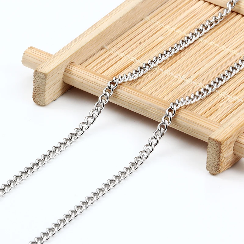 Stainless Steel Side Chains Plated 18k GoldColor Jewerly Making Supplies DIY Man Women Necklace Bracelet Fashion Cool Accessorie