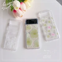 fresh simple watercolor flowers phone case for samsung galaxy z flip 3 5g hard pc back cover for zflip3 case protective shell