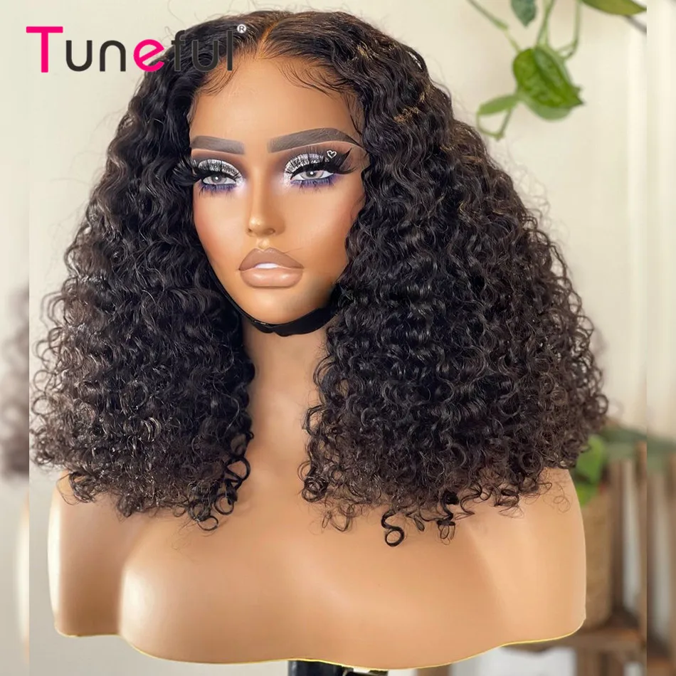 13x4 Short Curly Lace Front Bob Human Hair Wigs Pre Pucked Tuneful Short Curly Bob Lace Frontal Human Hair Wigs For Black Women