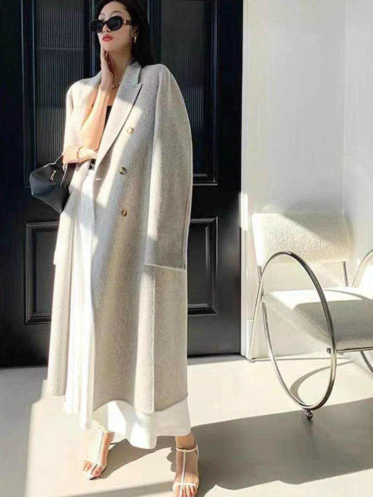 LANMREM двустороннее кашемировое пальто для женщин 2024 осень зима новые корейские