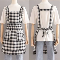korean style apron comfortable and oil proof cooking household apron female cute pure cotton work nail coveralls western style