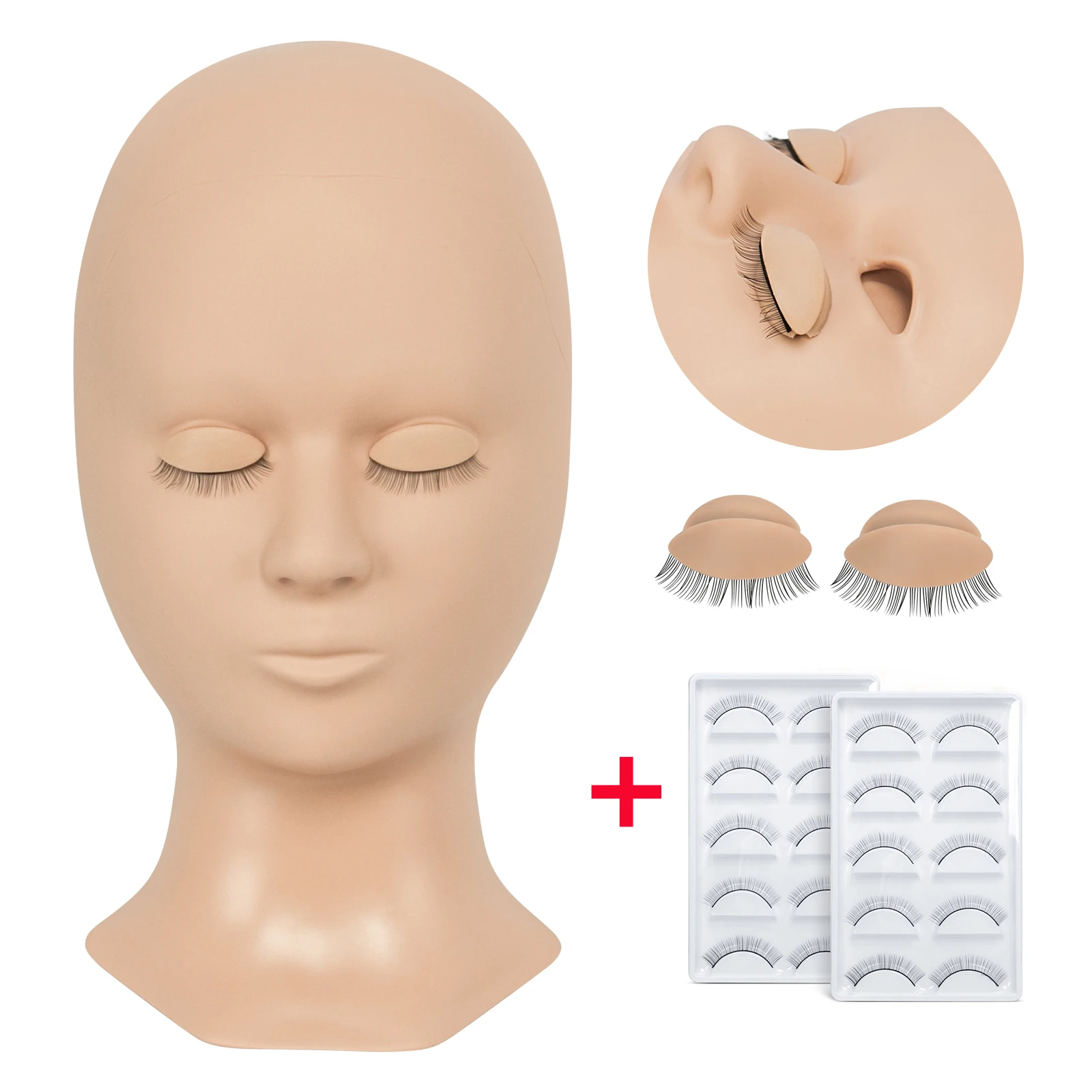 

Silicone Eyelash Extension Practice Head Training Mannequin Doll Face Detachable Eyelids For Eyelashes Grafting Makeup Model