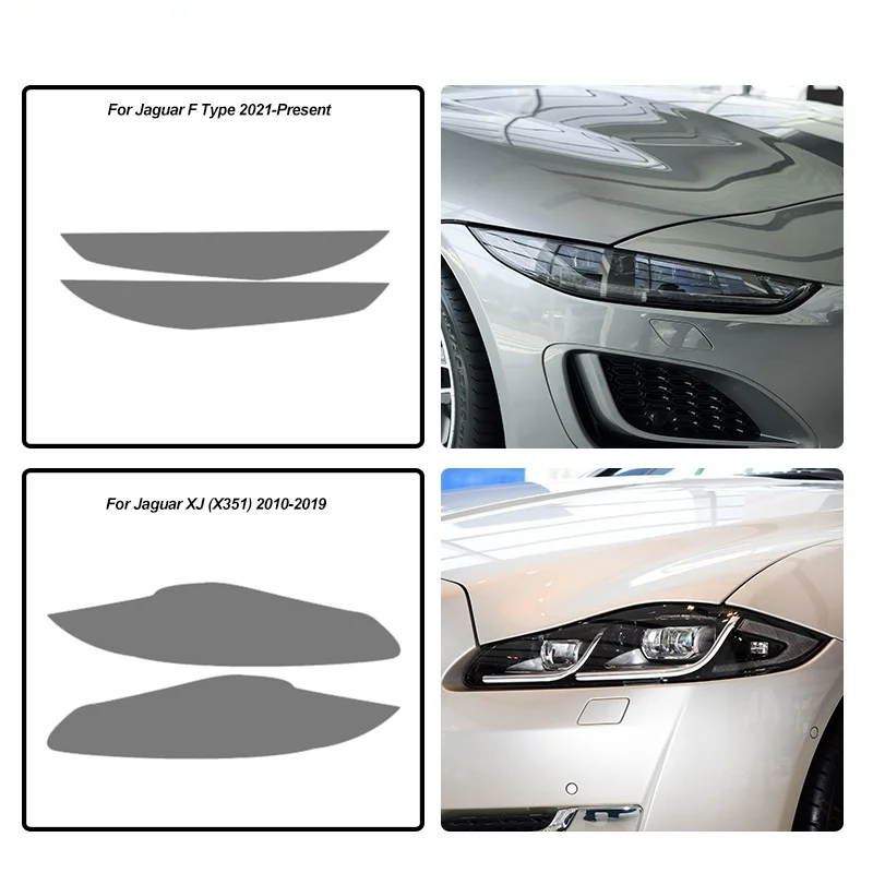 2 Pcs Car Headlight Protective Film Front Smoked Black TPU Sticker For Jaguar XE XF XJ F Type I Pace E Pace F Pace Accessories images - 6