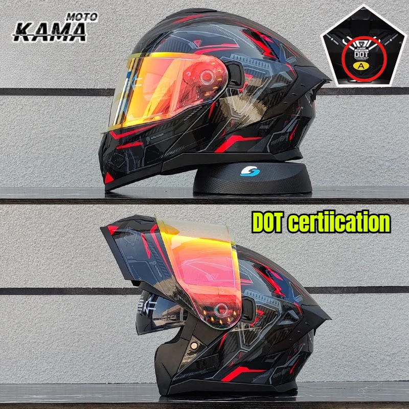 Фото Новый модульный флип-мотоциклетный шлем с двумя линзами Casco Para Motos, полный шлем, одобренный DOT Casque De Moto №1