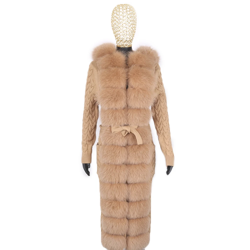 2022 New Women Real Fox Fur Cardigan Winter Fox Fur Sweater Natural Fur Sweater Real Natural Wool Warm Outerwear enlarge