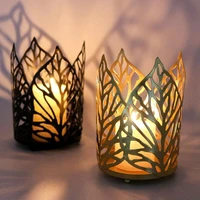 metal leaves tealight candle holder candlestick table wedding party decoration