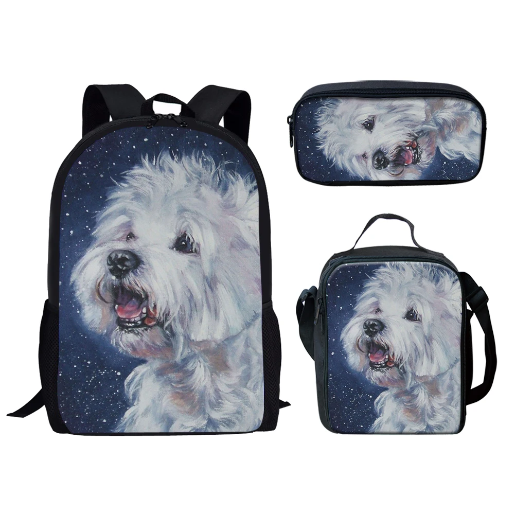 

FORUDESIGNS Westie Dog Print School Bags for Kids Primary School Bag Children Shoulder Backpack Teenagers large capacity Satchel