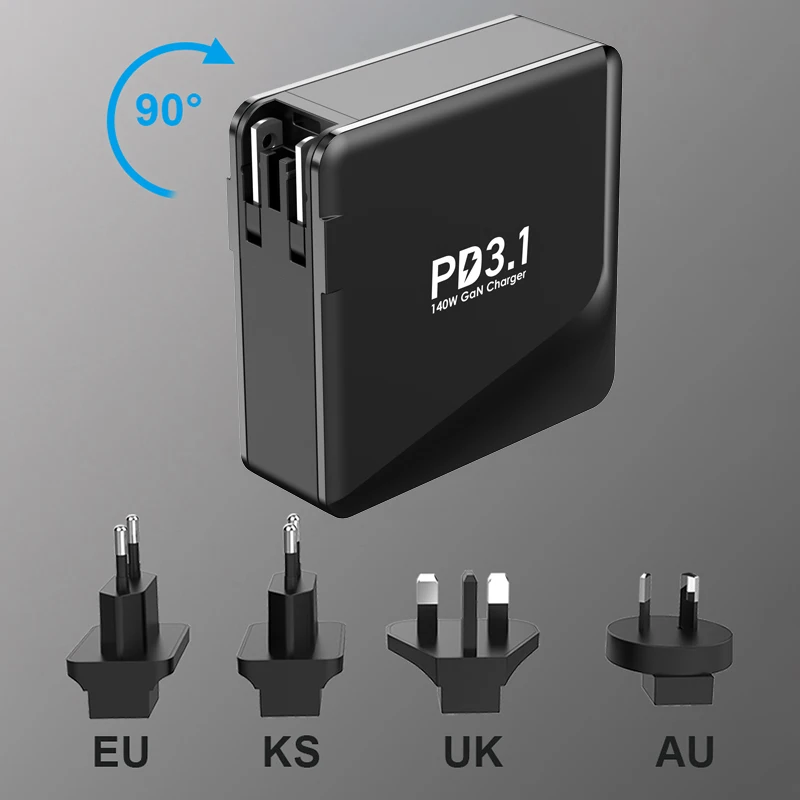 Фото Портативный 4-портовый адаптер питания GaN 200 Вт USB C, PD100W QC 4,0 + супербыстрая зарядка 2,0, зарядное устройство для телефона для iPhone/MacBook/Galaxy S20 №5