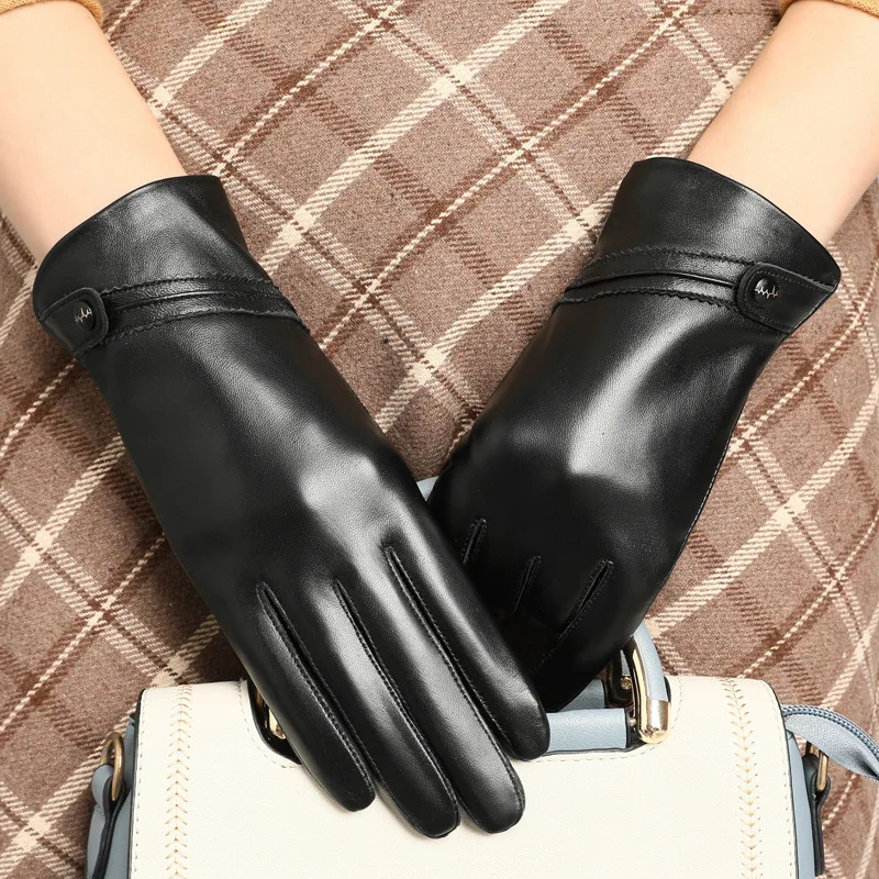 New 2022 Sheepskin Women's Winter Gloves Warm Gloves Durable Womens Leather Gloves Winter Genuine Leather Gloves Women